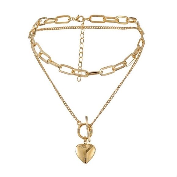 Layered Necklace 14K Gold Plated Set of two Necklaces - Picture 2 of 6